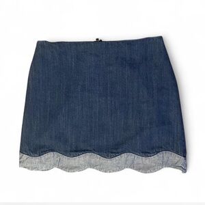 Bimba y Lola Dark Blue Denim Mini Skirt with Scalloped Hem EU 40